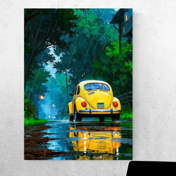 Elevate Your Space: Sleek Abstract Car Metal Poster