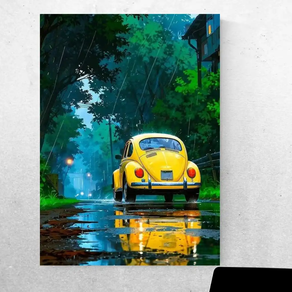 Elevate Your Space: Sleek Abstract Car Metal Poster