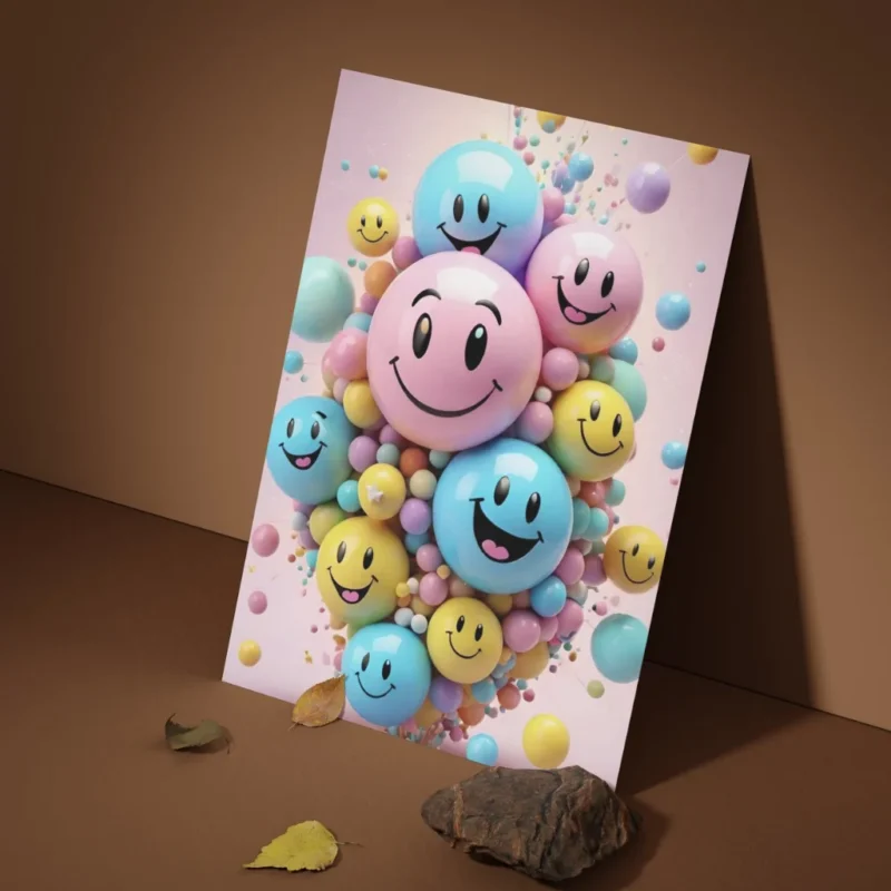 Brighten Your Space with a Smile: Hilarious Emojis Metal Poster!