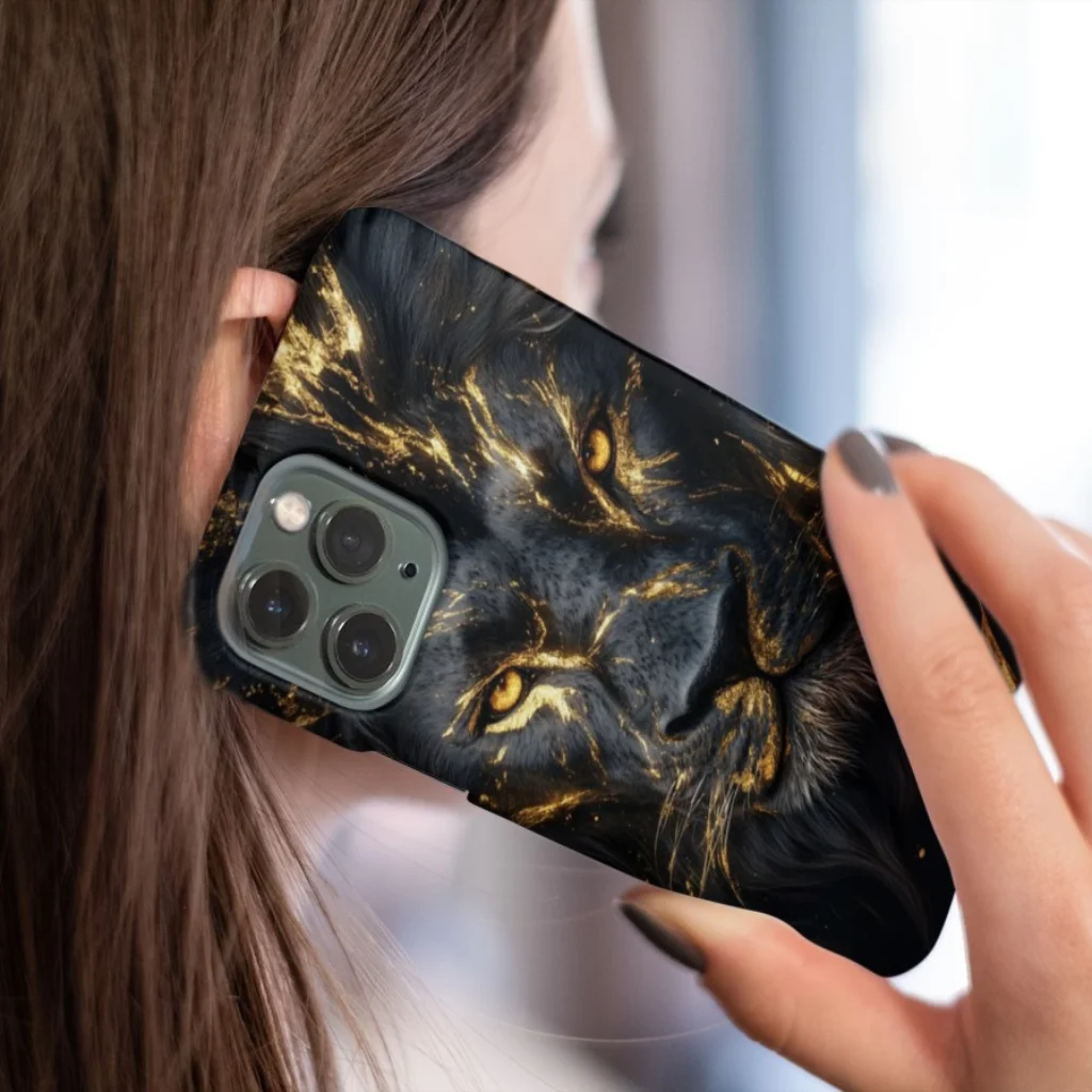 Stunning Goldish Lion Glass Case for iPhone 15 - Premium Style & Protection
