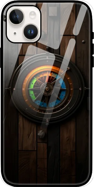 iPhone 15 Compass Design Glass Case: Protect Your Device in Style