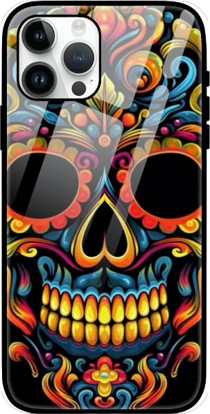 Abstract Monster Head Skull Design Glass Case for iPhone 15 Abstract Monster Head Skull Design Glass Case for iPhone 15
