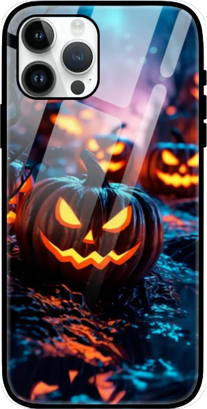 Happy Halloween Design Glass Case for iPhone 15 Happy Halloween Design Glass Case for iPhone 15
