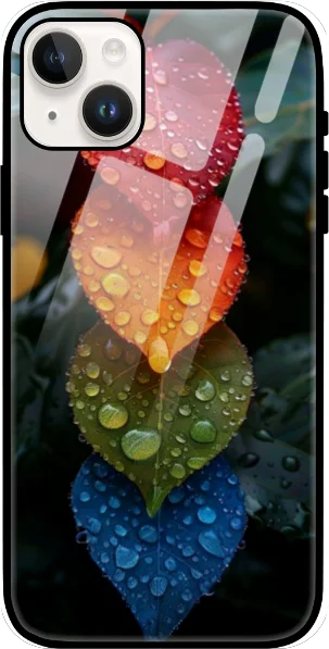 Abstract Leaf Glass Case for iPhone 15