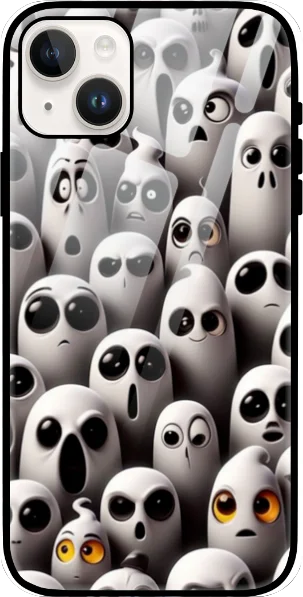 Abstract Halloween Design Glass Case for iPhone 15 Series